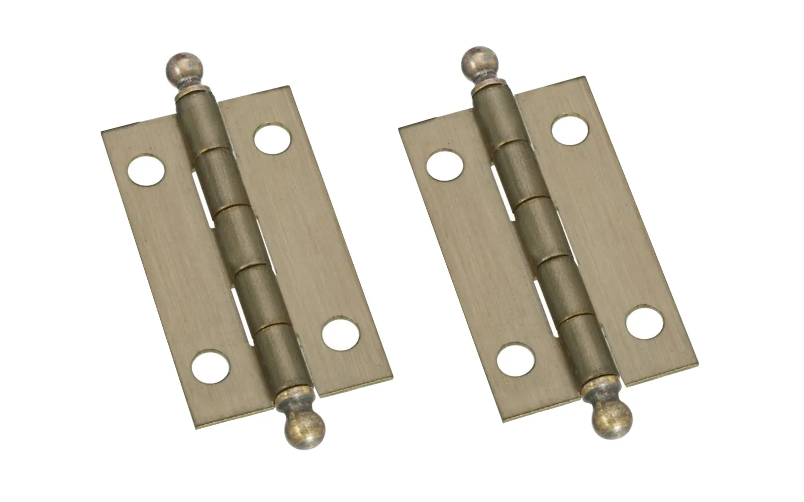 1-1/2" x 7/8" Antique Brass Ball Tip Hinges ~ 2 Pack