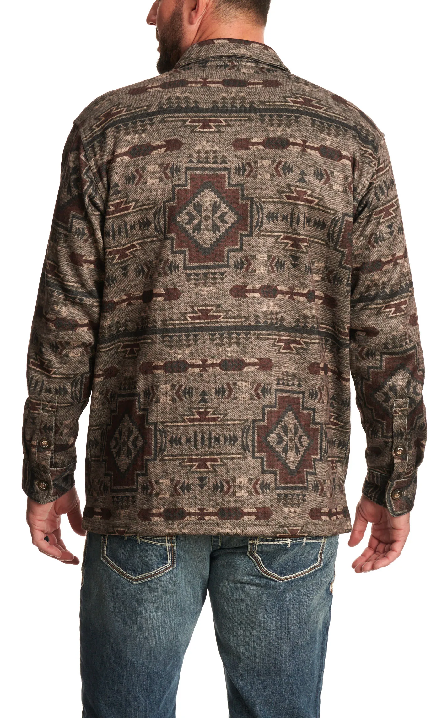 Ariat Men's Caldwell Chocolate Brindle & Coffee Aztec Print Shirt Jacket