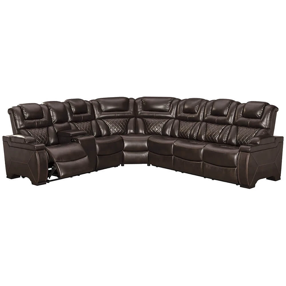 Ashley Warnerton 3-Piece Power Reclining Sectional - Chocolate | Electronic Express