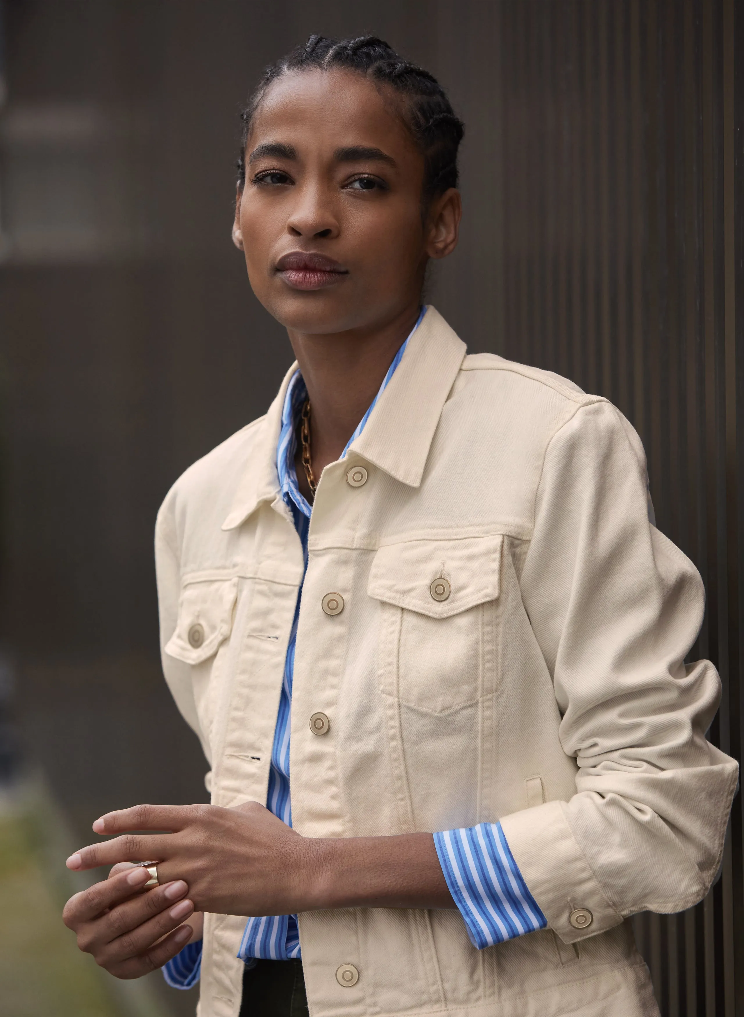 Baukjen Organic Denim Jacket - Ecru | Baukjen