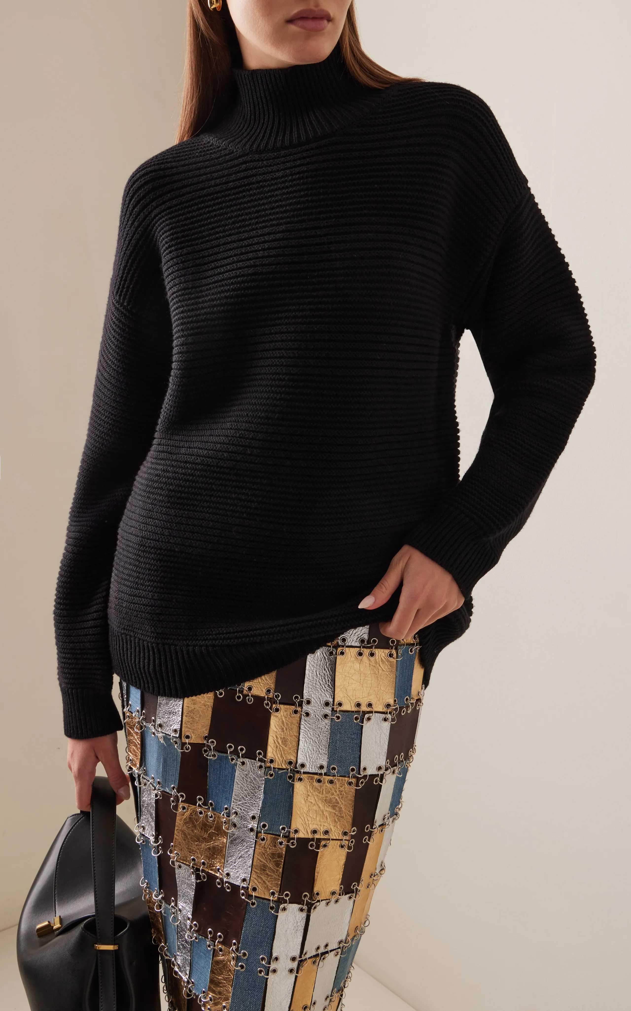 Brandon Maxwell The Charlie Ribbed Knit Wool Sweater