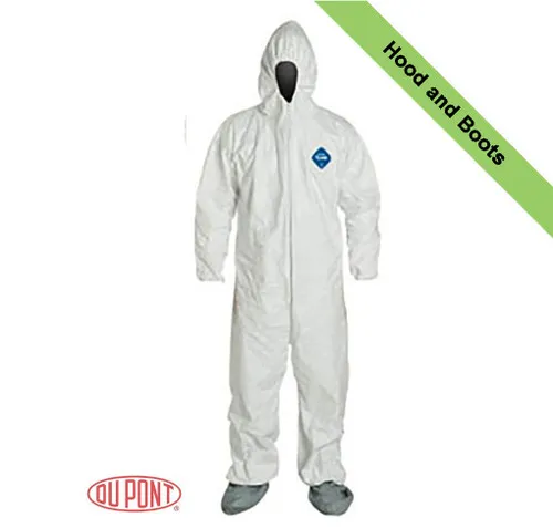 DuPont TYVEK Nonwoven Fiber Coveralls With Hood, Boots and Elastic Wrists (25 per case) ~ Size 3X