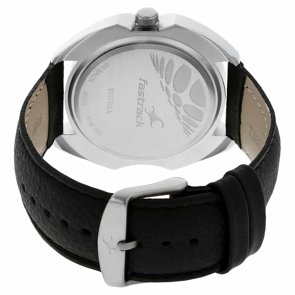Fastrack Grey Dial Analog & Black Leather