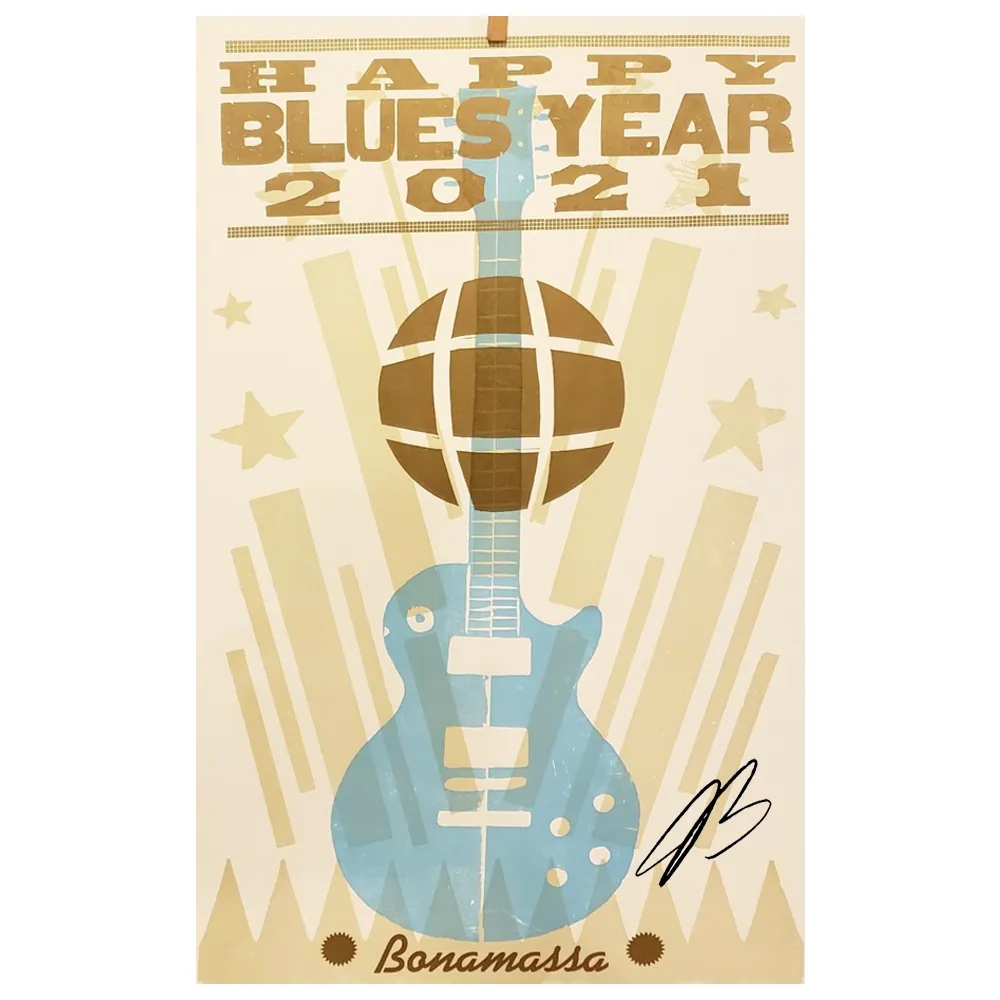 Happy Blues Year (2021) Hatch Print - Hand-Signed