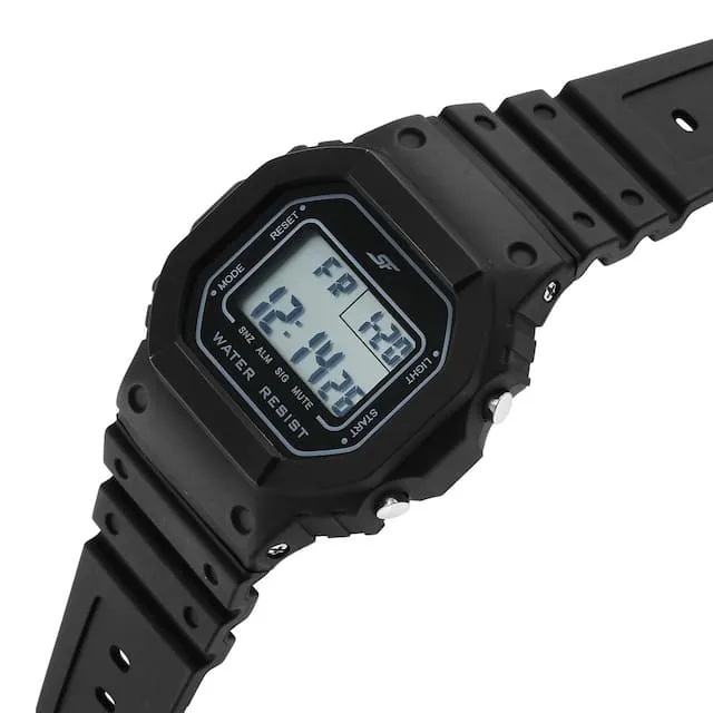 Hexa Black Digital Dial Polyurethane Strap
