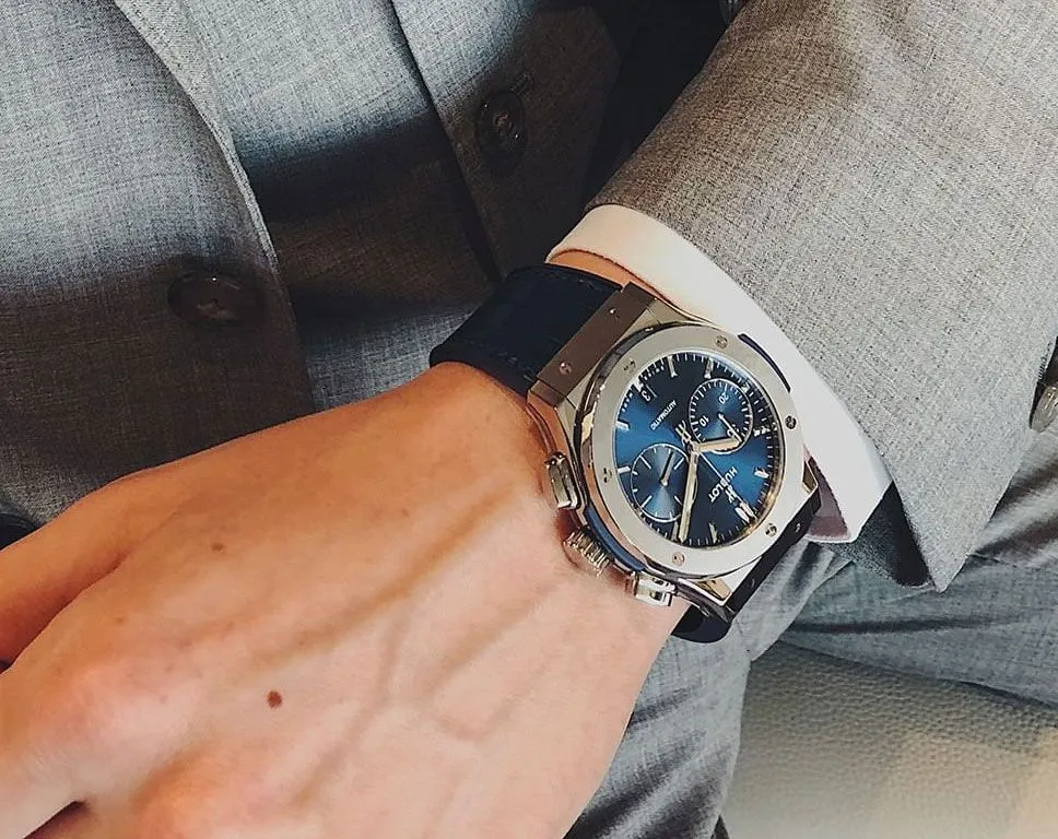 Hublot Classic Fusion Chronograph Titanium Blue Dial Men 45mm