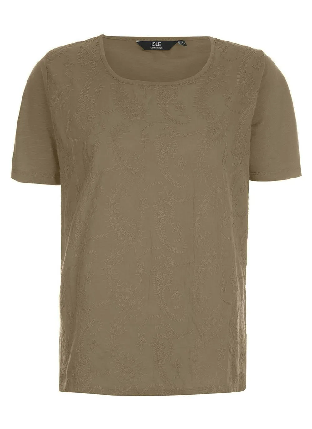 Khaki Embroidered Top