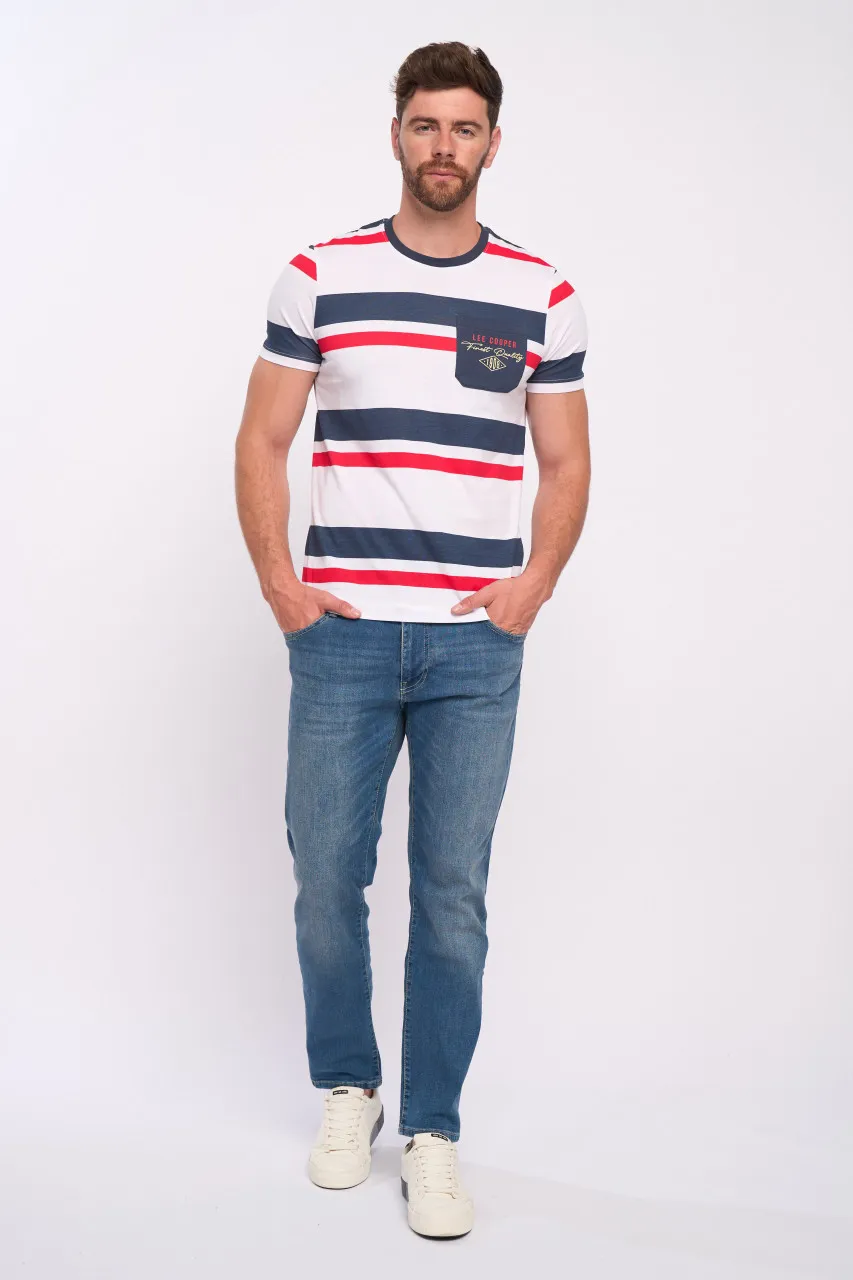 Lee Cooper - Tricou barbat cu model in dungi si buzunar