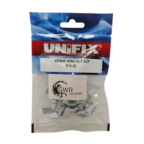 M6 UNIFIX Wing Nut - Bright Zinc Plated Steel (10 Pack)