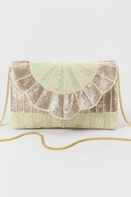 Margot Scalloped Edge Beaded Clutch