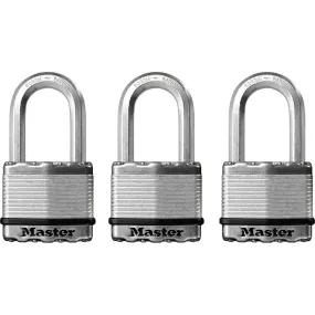 Masterlock Excell Laminated Steel Padlock Pack of 3 Keyed Alike