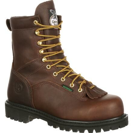 Men's Georgia Boot Lace-To-Toe Waterproof Work Boot in Chocolate