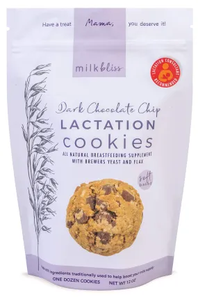 MilkBliss Dark Chocolate Chip Soft Baked Lactation Cookies, 12 OZ Dark Chocolate Chip Cookies 12 Ounce (Pack of 1)