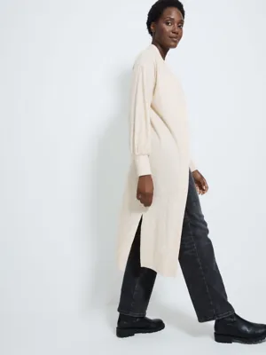 Oatmeal Ribbed Soft Touch Edge To Edge Maxi Cardigan | Women | George at ASDA