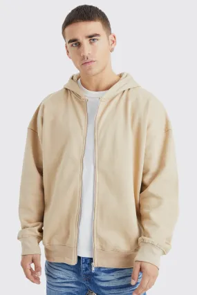 Oversized Heavyweight Zip Through Hoodie | boohooMAN UK