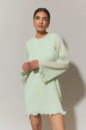 Pleated wave edge mini dress