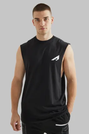 Tall Man Active Logo Drop Armhole Tank | boohooMAN UK