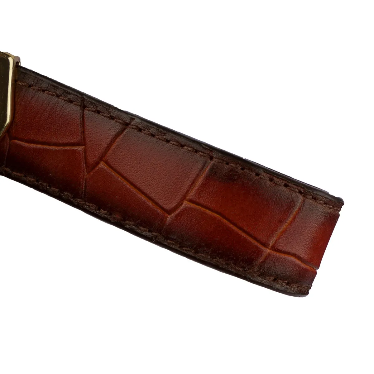 Tan Deep Cut Lined Keychain in Croco Textured Leather By Brune & Bareskin