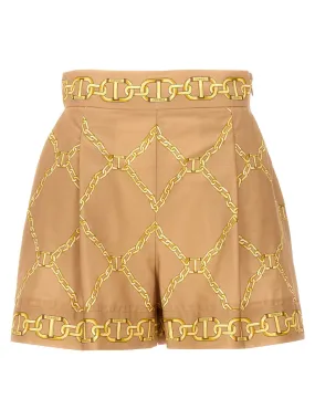 Twin Set    Twin Set Printed Poplin Shorts