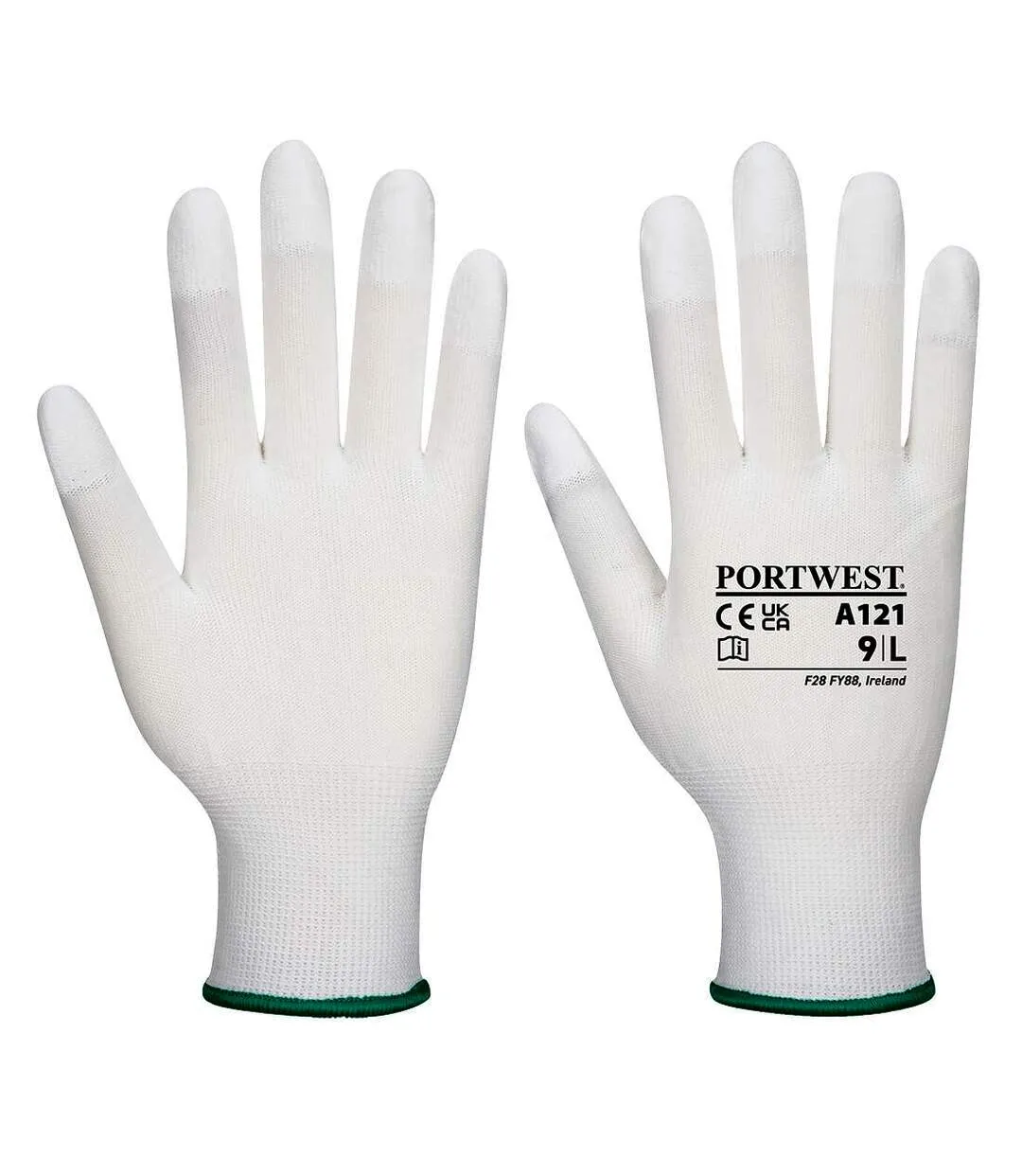Unisex adult a121 pu fingertip grip gloves xl white Portwest