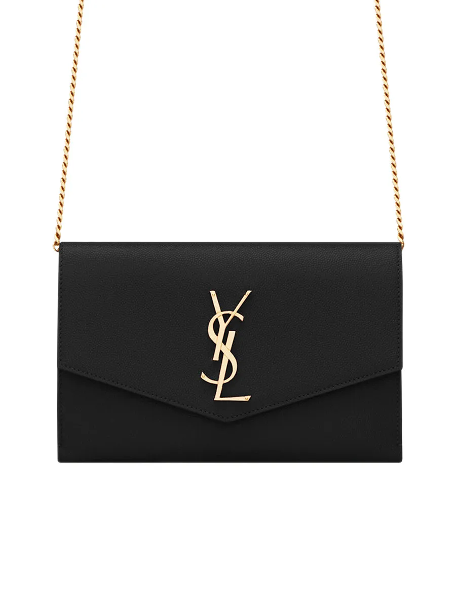 Uptown Chain Wallet in Grain de Poudre Embossed Leather