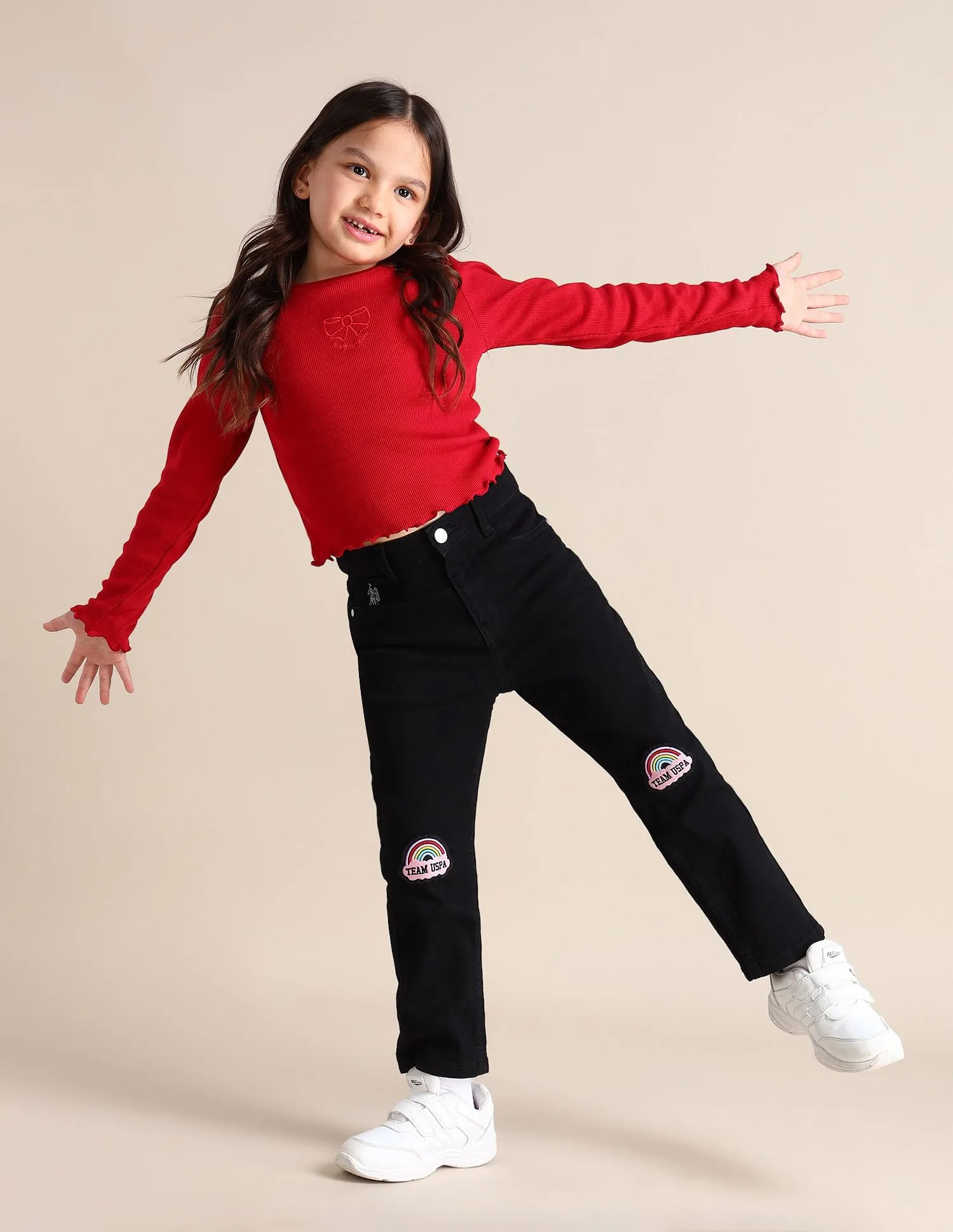 U.S. Polo Assn. Kids Girls Cotton Slim Fit Jeans
