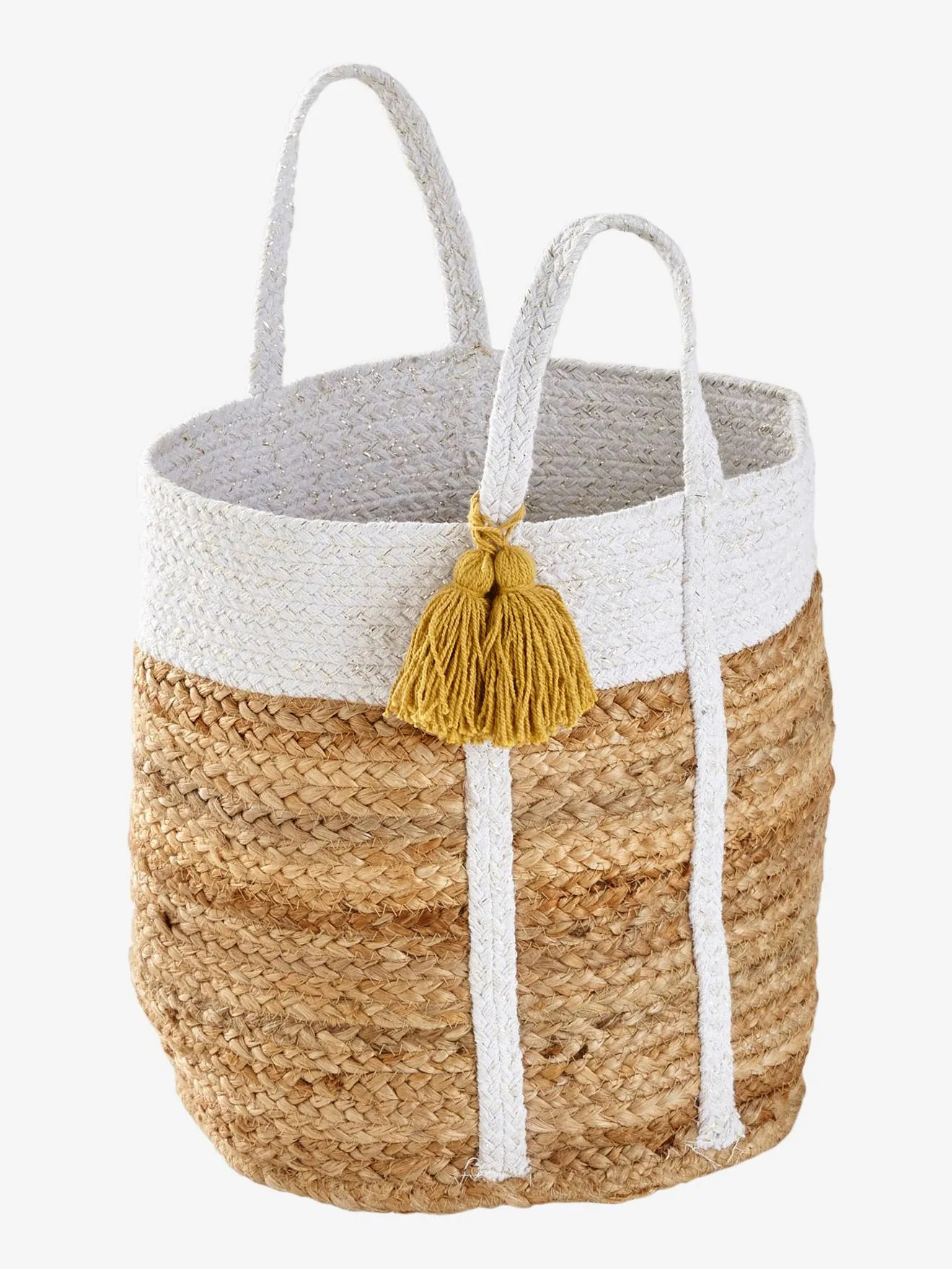 Wicket Basket with Lurex Thread, Marguerite - white