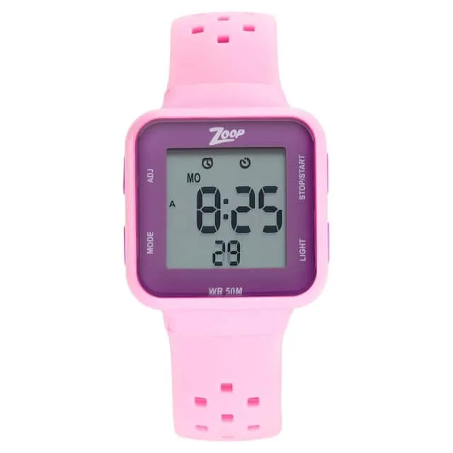 Zoop Digital Pink Dial Silicone Strap